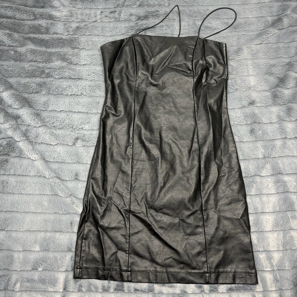 Wild Fable Black Faux Leather Spaghetti Strap Mini Dress XS JQD8763QLS